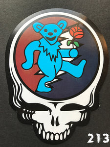 Grateful Dead Steal Your Face Dancing Bear Rose Sticker