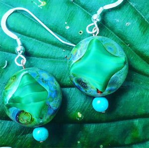 Mystical Green Czech Glass Earrings