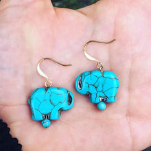 Elephant Love Howlite and Turquoise Earrings