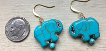 Elephant Love Howlite and Turquoise Earrings