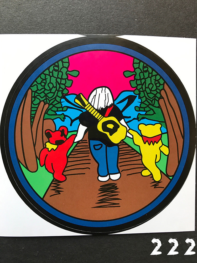 Grateful Dead Jerry walking with Dancing Bears Sticker