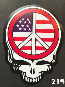 Grateful Dead Steal Your Face U.S. Flag & Peace Sign Sticker