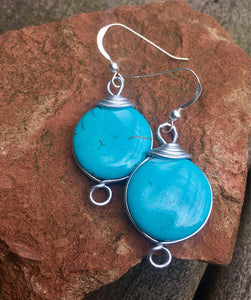 Turquoise Howlite Gemstone and Sterling Silver Earrings