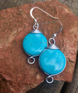 Turquoise Howlite Gemstone and Sterling Silver Earrings