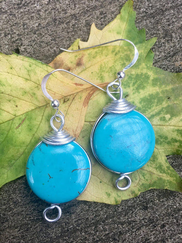 Turquoise Howlite Gemstone and Sterling Silver Earrings